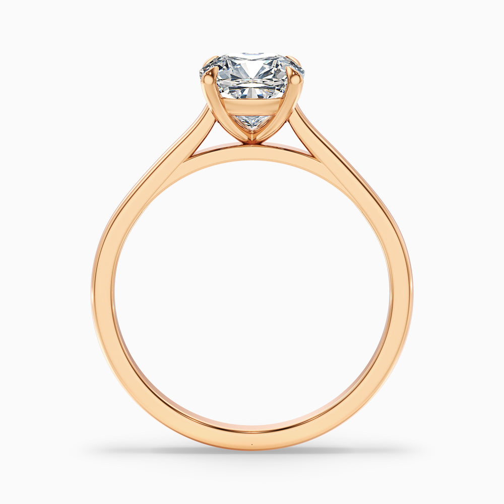 Joa 2.5 Carat Cushion Cut Solitaire Lab Grown Engagement Ring in 10k Rose Gold - Side View