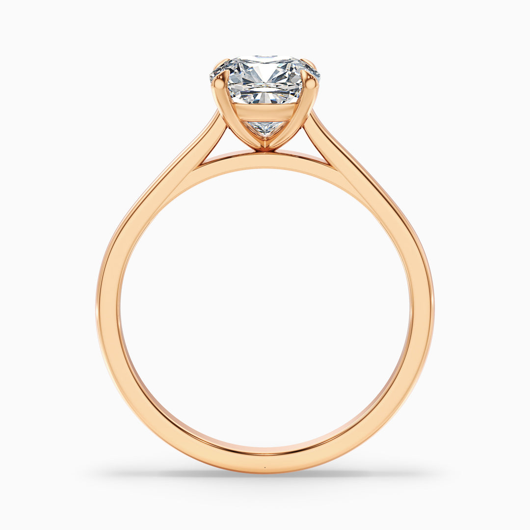 Joa 4 Carat Cushion Cut Solitaire Lab Grown Engagement Ring in 14k Yellow Gold - Side View