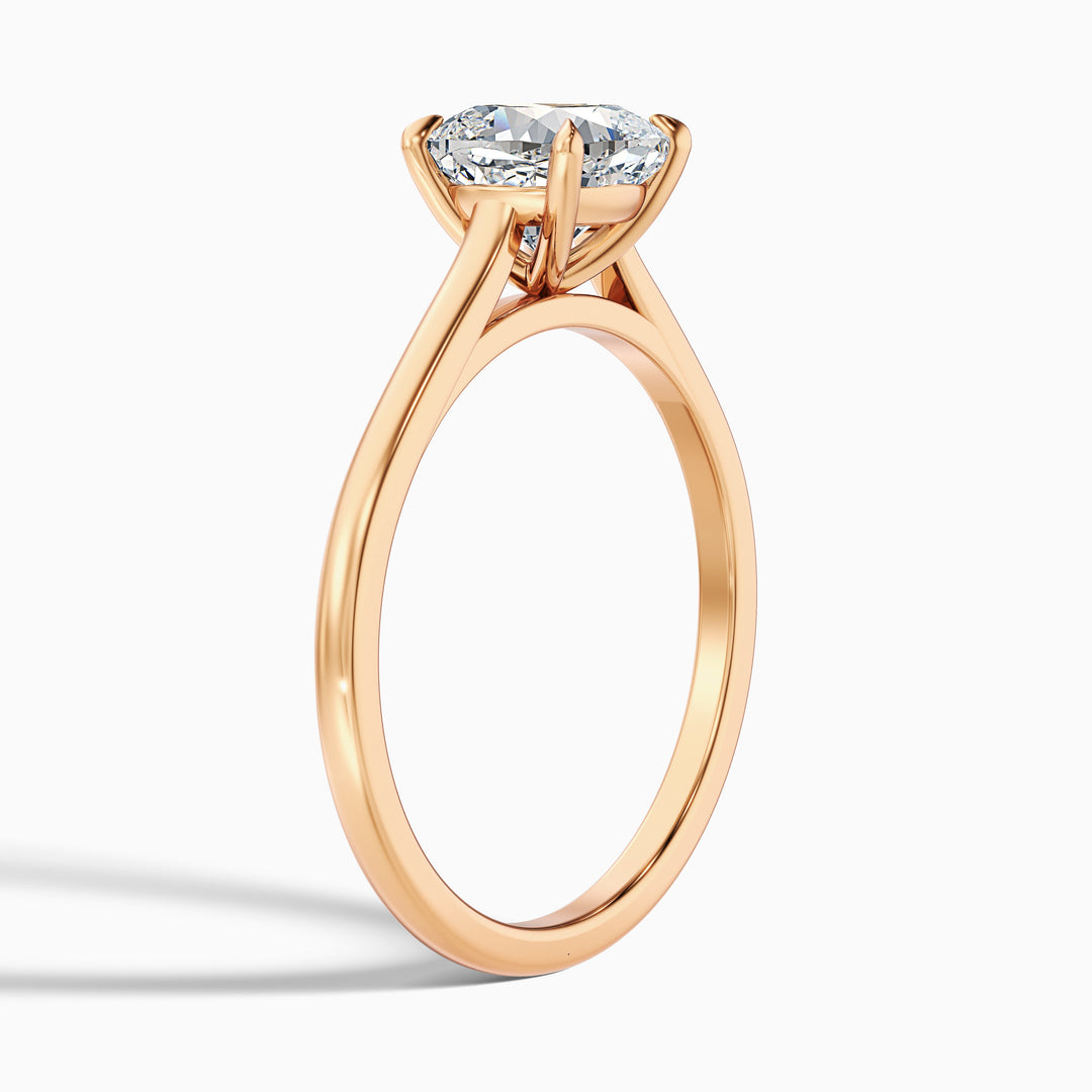 Joa 2 Carat Cushion Cut Solitaire Lab Grown Engagement Ring in Platinum - Detail View