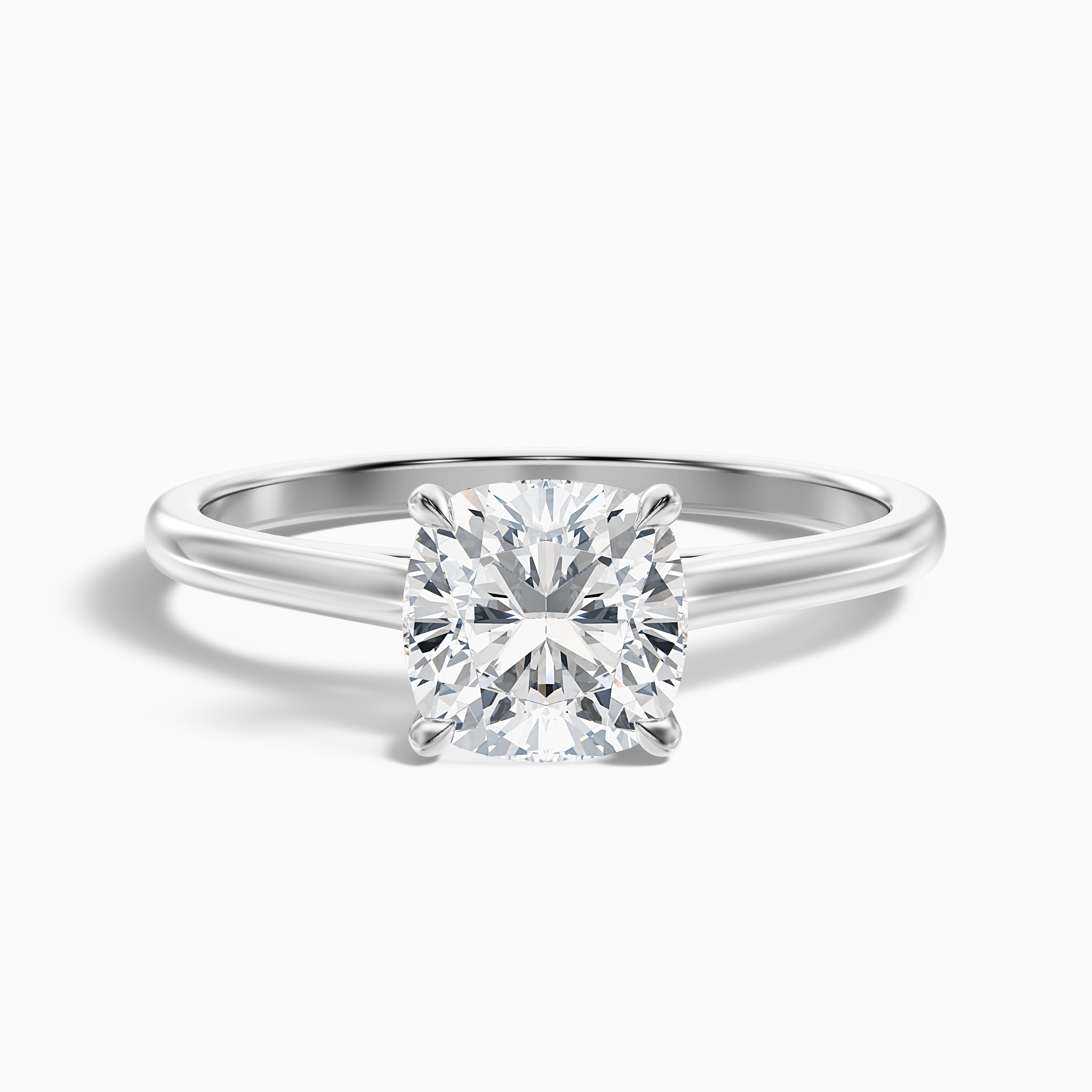 Aisha 1 Carat Cushion Cut Solitaire Moissanite Diamond Ring in 10k White Gold