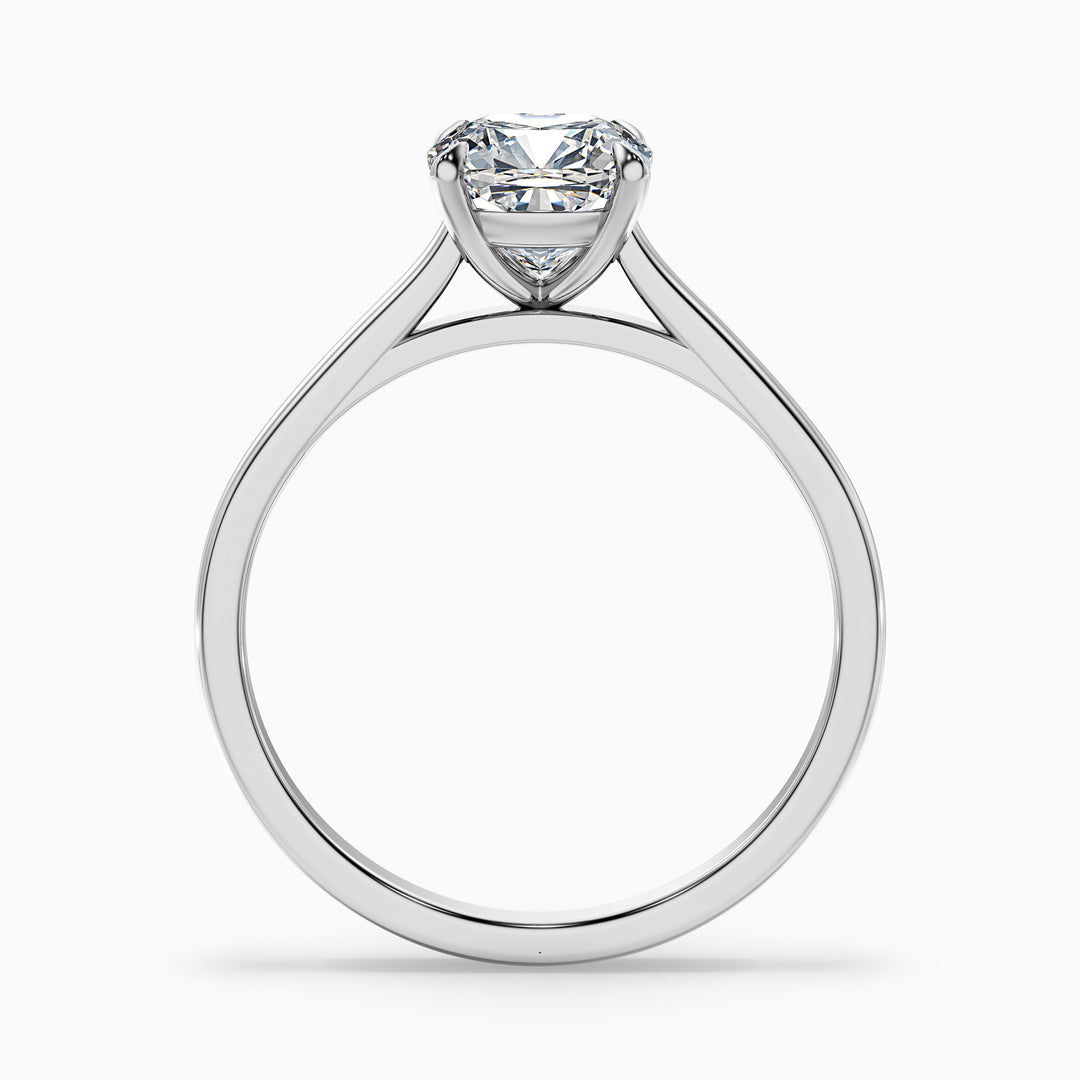 Joa 3 Carat Cushion Cut Solitaire Lab Grown Engagement Ring in 10k Yellow Gold - Side View