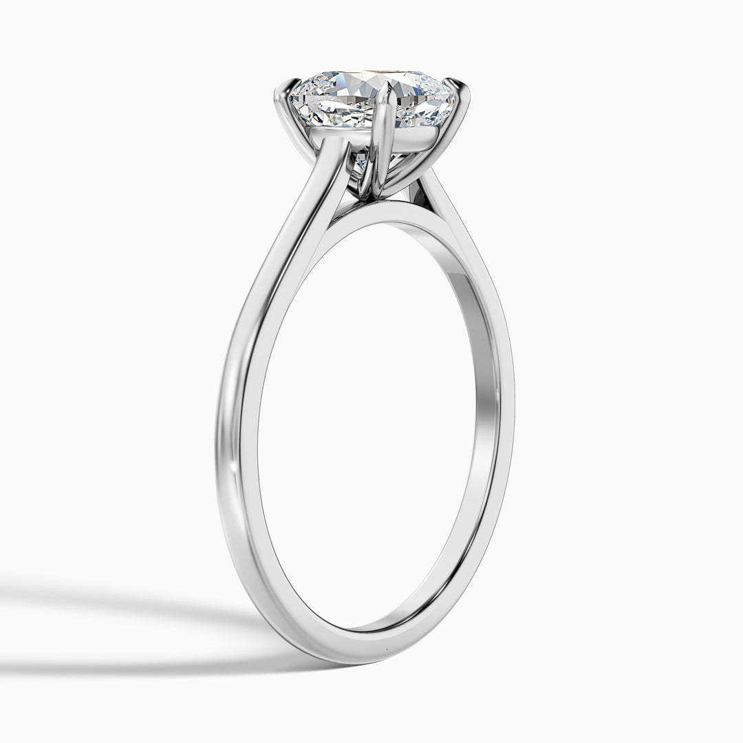 Joa 2 Carat Cushion Cut Solitaire Lab Grown Engagement Ring in Platinum - Detail View