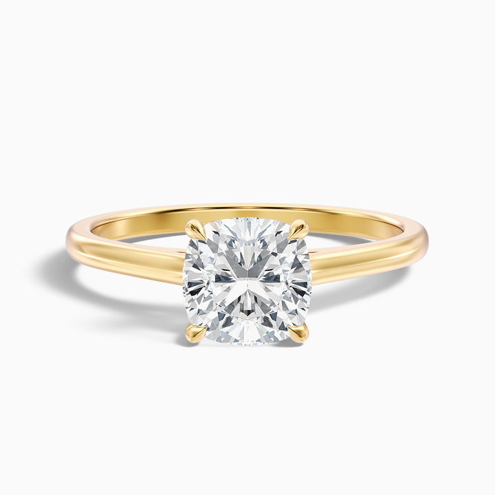 Joa 2 Carat Cushion Cut Solitaire Lab Grown Engagement Ring in Platinum - Front View
