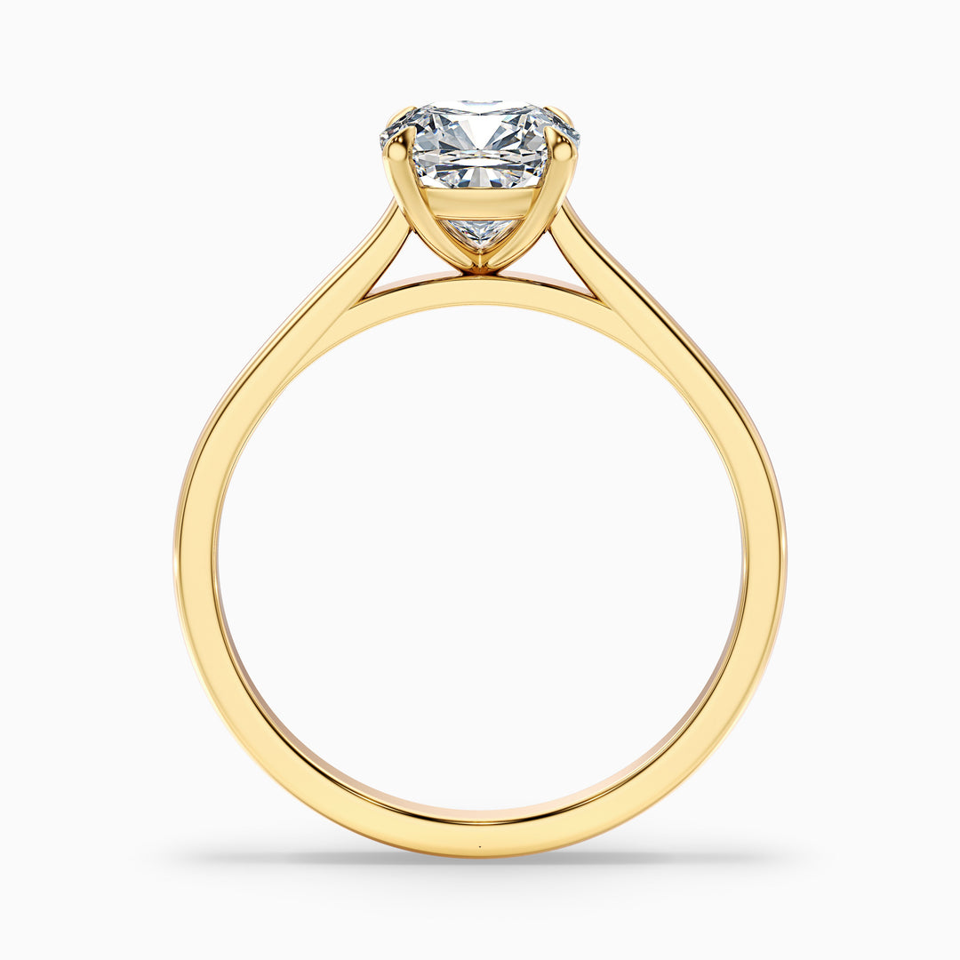 Joa 1 Carat Cushion Cut Solitaire Lab Grown Engagement Ring in 10k Yellow Gold - Side View