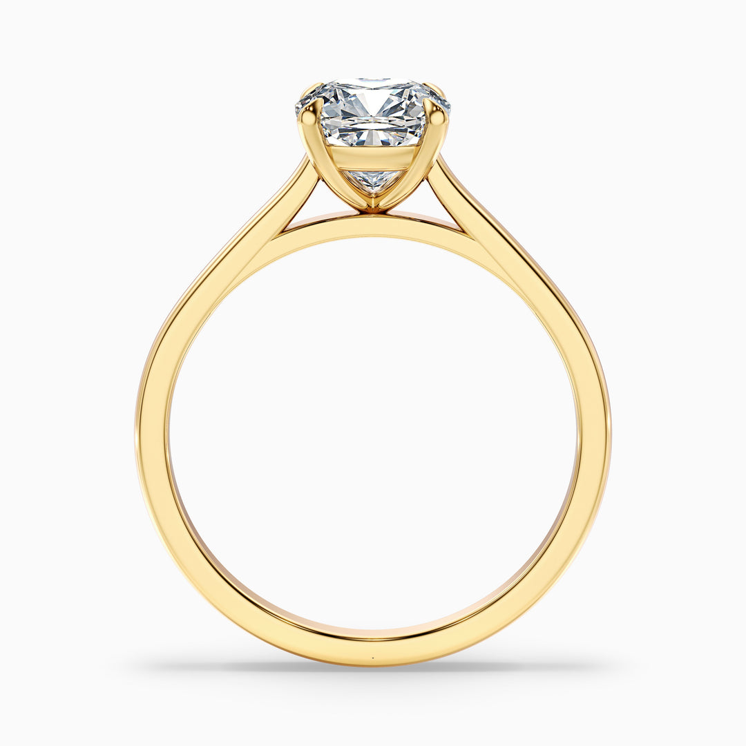 Joa 2 Carat Cushion Cut Solitaire Lab Grown Engagement Ring in Platinum - Side View