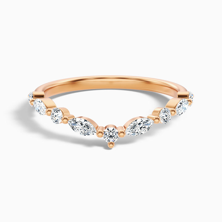 Maelis Round and Marquise Cut Curved Lab Grown Diamond Wedding Band