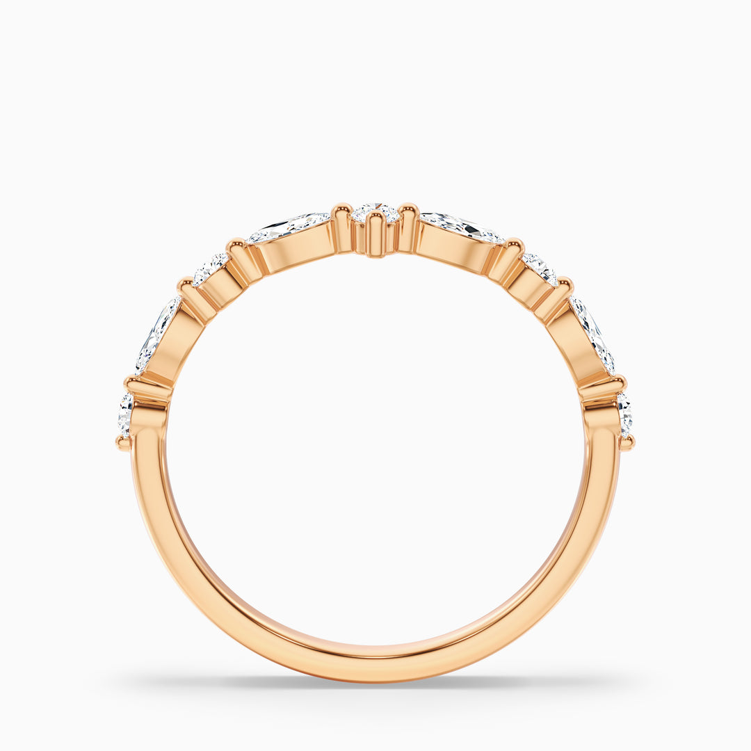 Maelis Round and Marquise Cut Curved Lab Grown Diamond Wedding Band
