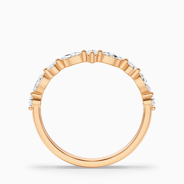 Maelis Round and Marquise Cut Curved Lab Grown Diamond Wedding Band