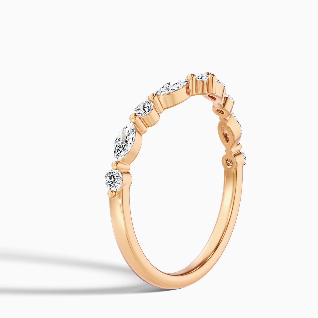 Maelis Round and Marquise Cut Curved Lab Grown Diamond Wedding Band