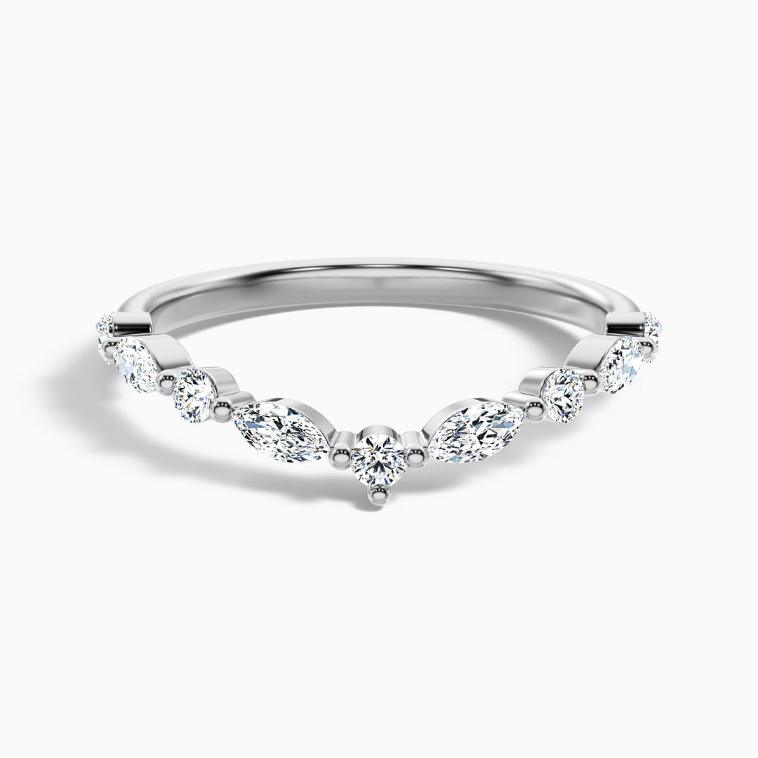 Maelis Round and Marquise Cut Curved Lab Grown Diamond Wedding Band