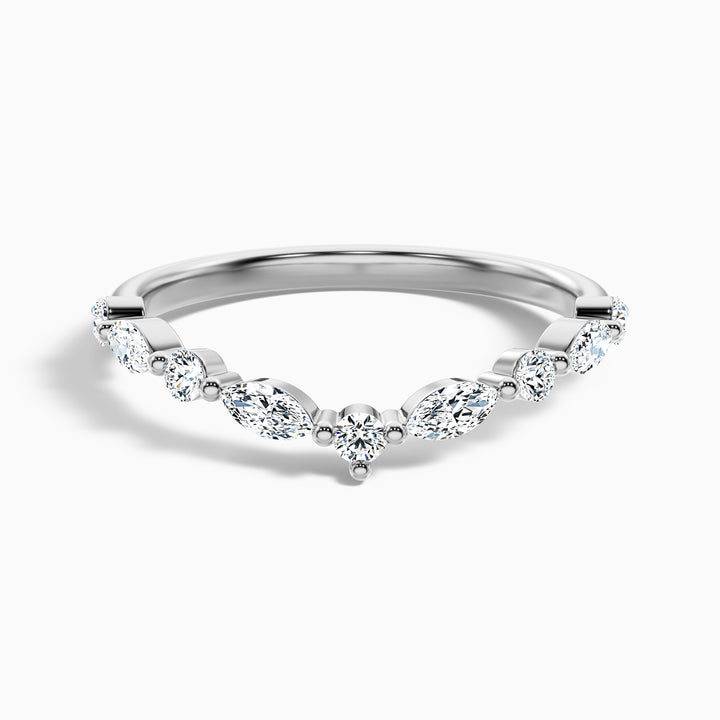 Maelis Round and Marquise Cut Curved Lab Grown Diamond Wedding Band