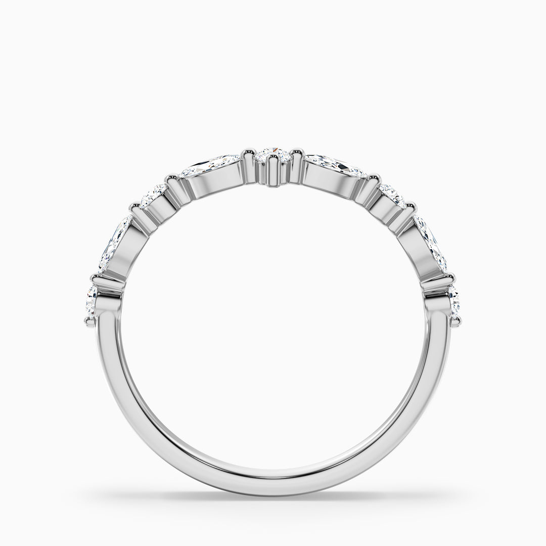 Maelis Round and Marquise Cut Curved Lab Grown Diamond Wedding Band