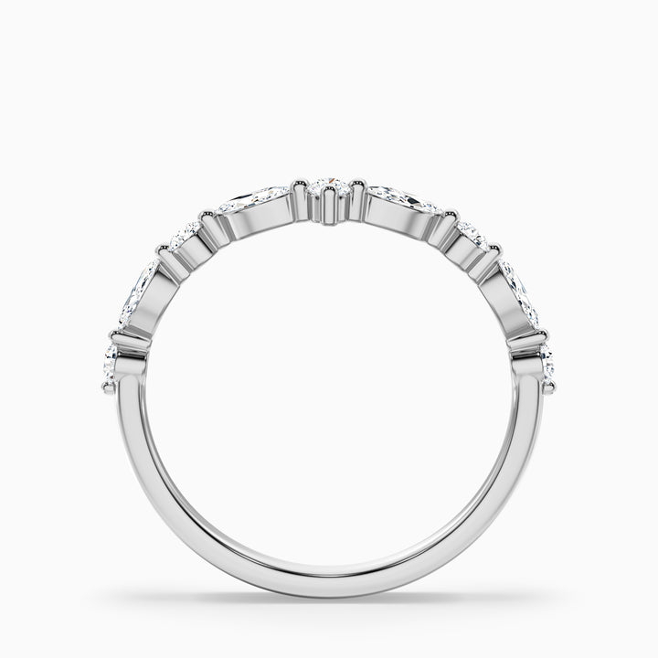 Maelis Round and Marquise Cut Curved Lab Grown Diamond Wedding Band