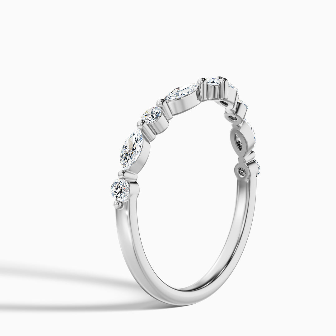 Maelis Round and Marquise Cut Curved Lab Grown Diamond Wedding Band