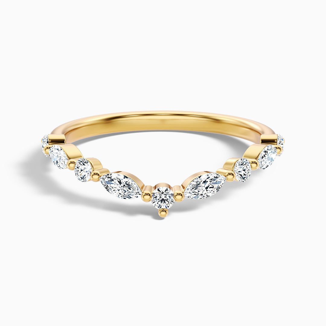 Maelis Round and Marquise Cut Curved Lab Grown Diamond Wedding Band