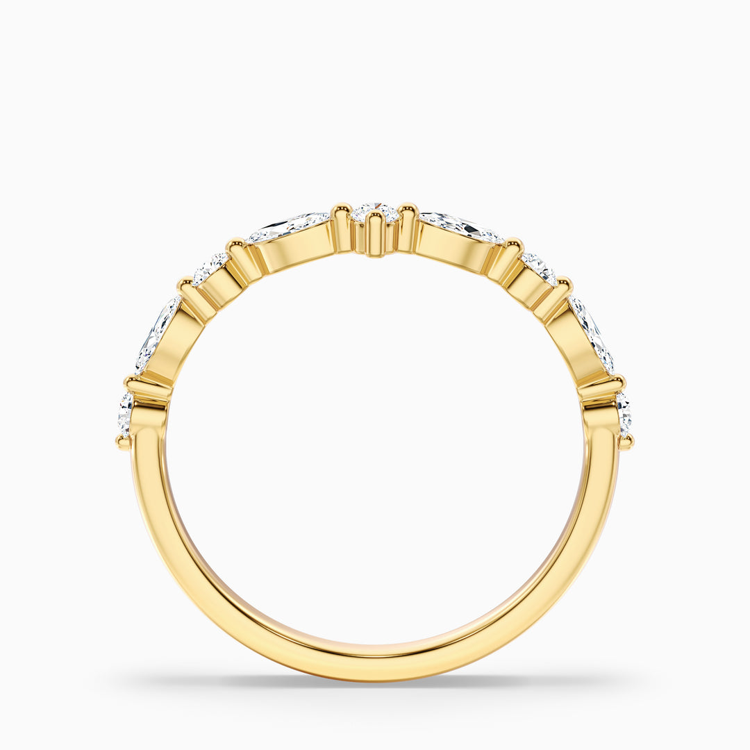 Maelis Round and Marquise Cut Curved Lab Grown Diamond Wedding Band