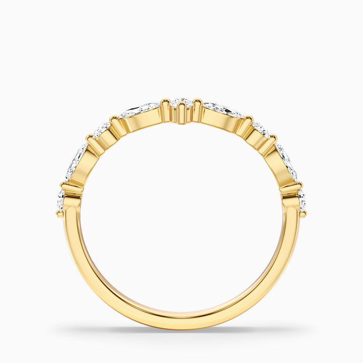 Maelis Round and Marquise Cut Curved Lab Grown Diamond Wedding Band