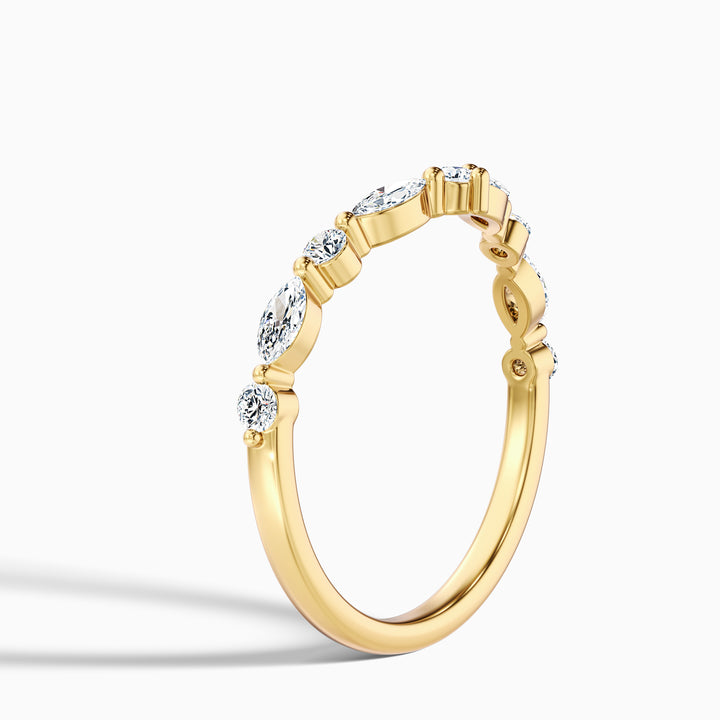 Maelis Round and Marquise Cut Curved Lab Grown Diamond Wedding Band