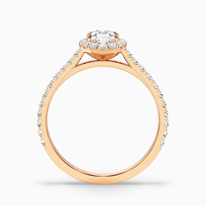 maya 10 carat oval halo pave moissanite engagement ring in 18k rose gold -  Side View