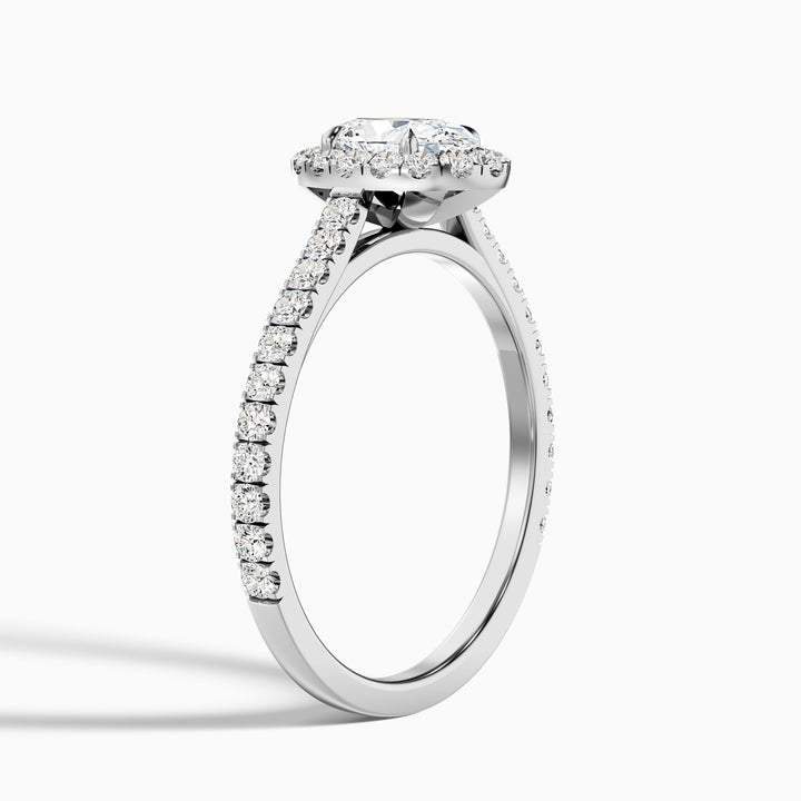 maya 9 carat oval halo pave moissanite engagement ring in 925 sterling silver - Detail View
