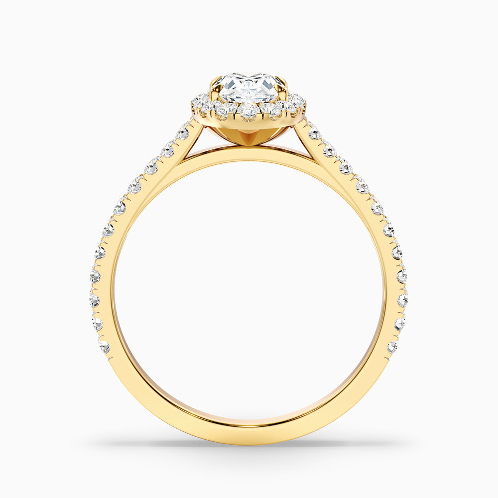 Adley 4 Carat Oval Halo Pave Moissanite Diamond Ring - Side View