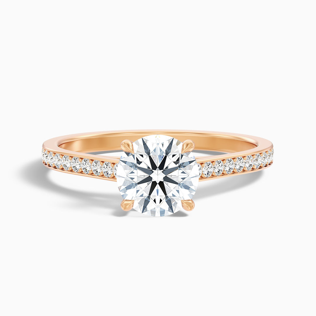 Nyra 4.5 Carat Round Cut Side Stone Pave Lab Grown Engagement Ring in Platinum - Front View