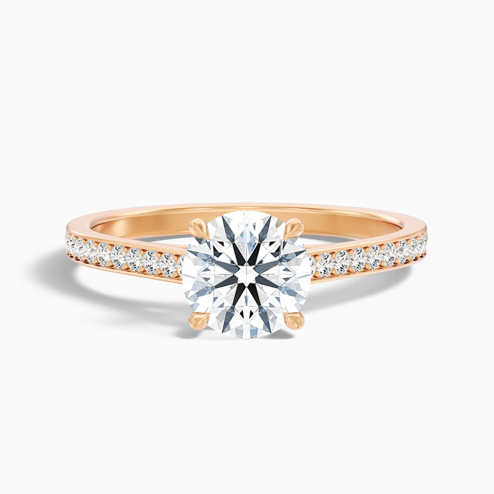 Nyra 4.5 Carat Round Cut Side Stone Pave Lab Grown Engagement Ring in Platinum - Front View