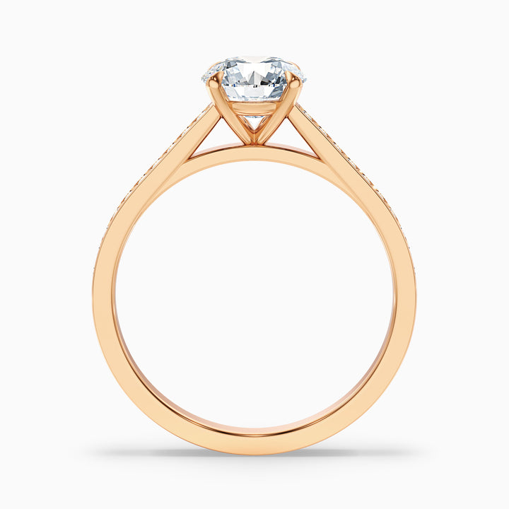 Nyra 2 Carat Round Cut Side Stone Pave Lab Grown Engagement Ring in 14k Yellow Gold - Side View