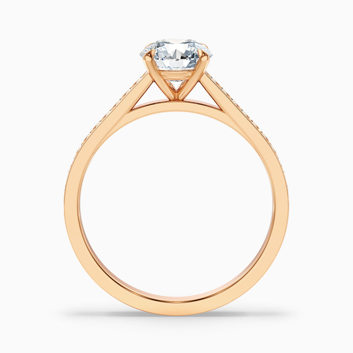 Lisa 1 Carat Round Cut Side Stone Pave Moissanite Diamond Ring - Side View
