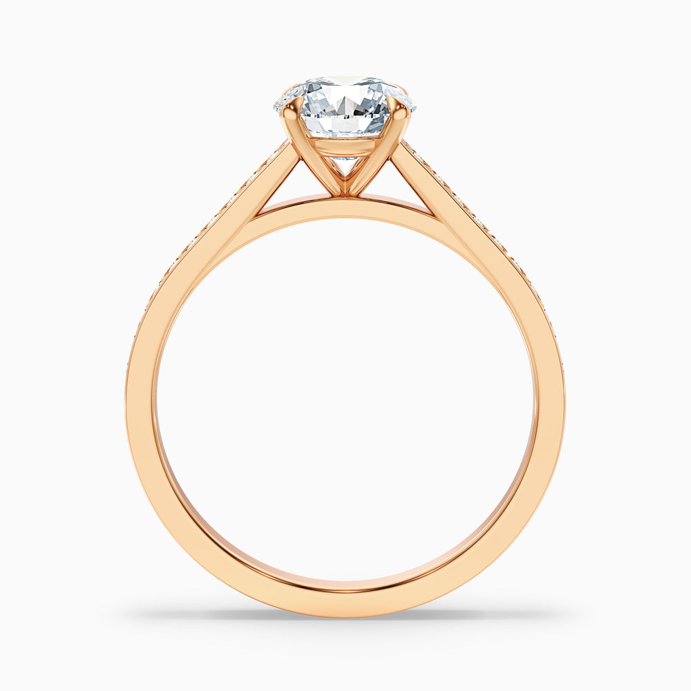 Nyra 1.5 Carat Round Cut Side Stone Pave Lab Grown Engagement Ring in 14k Rose Gold - Side View