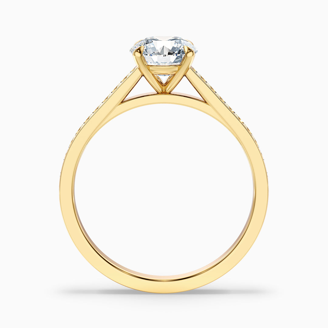 Nyra 4.5 Carat Round Cut Side Stone Pave Lab Grown Engagement Ring in Platinum - Side View