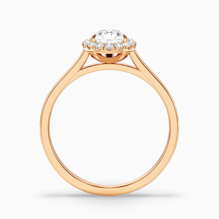 Aura 1 Carat Pear Halo Lab Grown Engagement Ring in 18k Yellow Gold - Side View