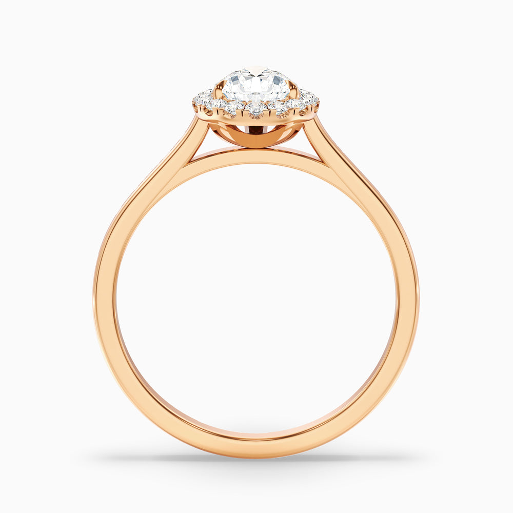 Aura 1 Carat Pear Halo Lab Grown Engagement Ring in 10k Rose Gold - Side View