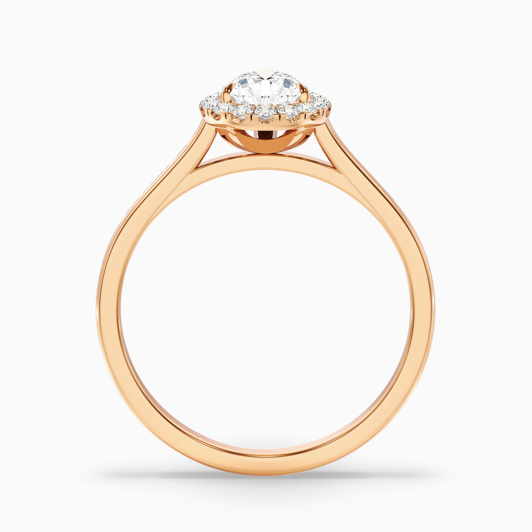 luci 8 carat pear halo moissanite diamond ring in 14k rose gold -  Side View