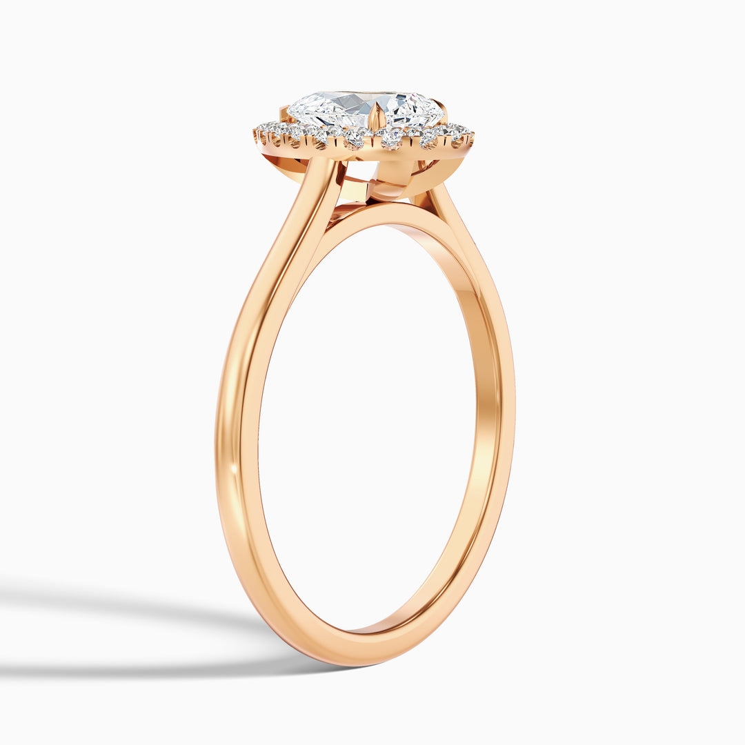 Aura 5 Carat Pear Halo Lab Grown Engagement Ring in 18k Rose Gold - Detail View