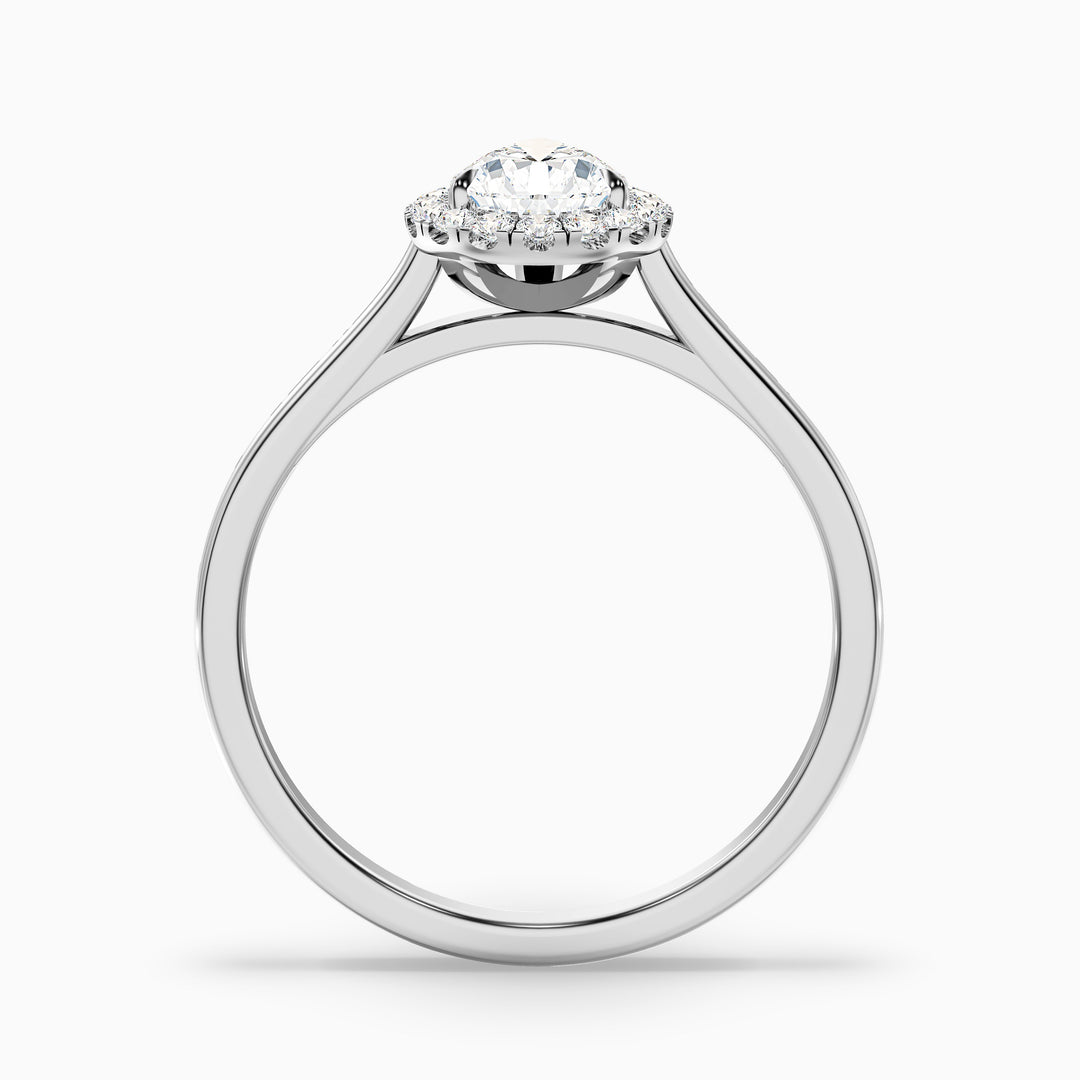 luci 9 carat pear halo moissanite diamond ring in 10k white gold -  Side View