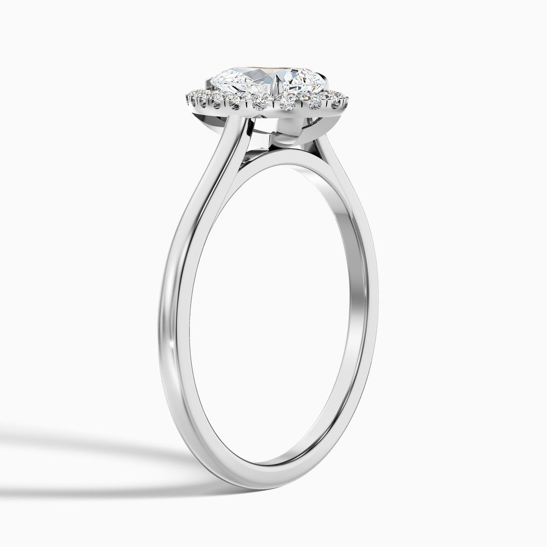 Aura 5 Carat Pear Halo Lab Grown Engagement Ring in 18k White Gold - Detail View