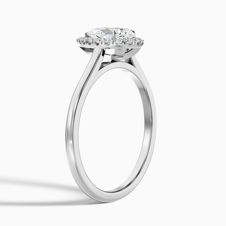 Aura 2.5 Carat Pear Halo Lab Grown Engagement Ring in 10k White Gold - Detail View