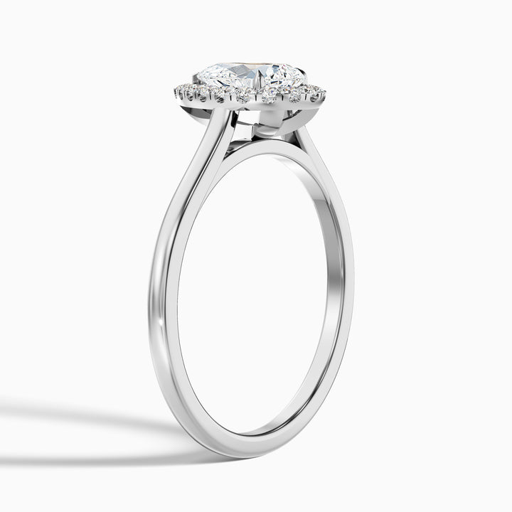 luci 6 carat pear halo moissanite diamond ring in 925 sterling silver - Detail View