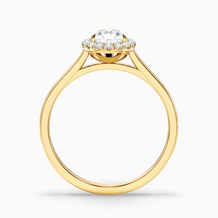 luci 7 carat pear halo moissanite diamond ring in 18k yellow gold -  Side View