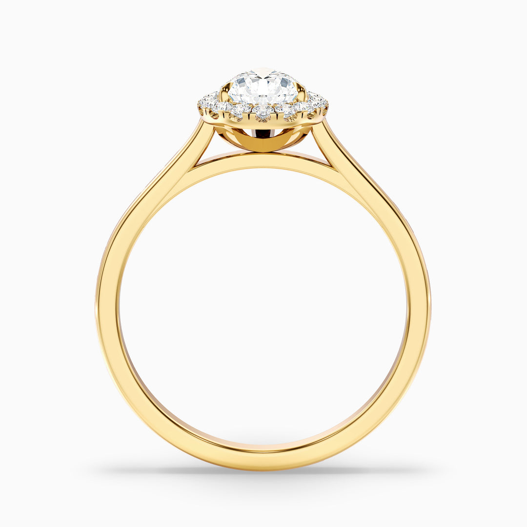 Aura 2.5 Carat Pear Halo Lab Grown Engagement Ring in 10k Yellow Gold - Side View