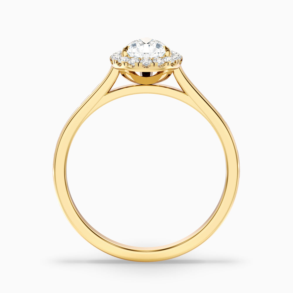 Aura 3 Carat Pear Halo Lab Grown Engagement Ring in 10k Yellow Gold - Side View