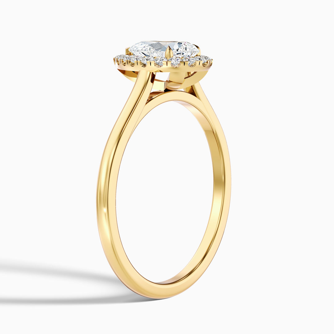 Aura 4.5 Carat Pear Halo Lab Grown Engagement Ring in 14k Yellow Gold - Detail View