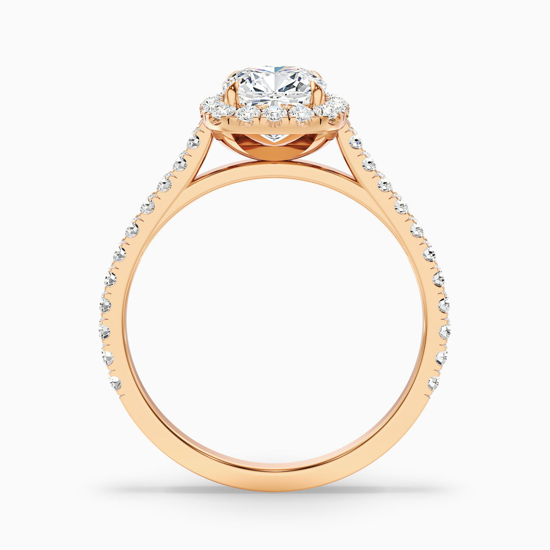 Jini 1 Carat Cushion Cut Halo Pave Moissanite Diamond Ring - Side View
