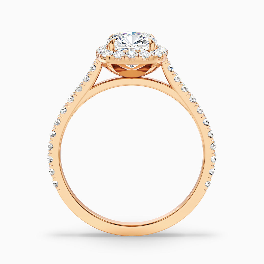 Isa 4.5 Carat Cushion Cut Halo Pave Lab Grown Engagement Ring in Platinum - Side View
