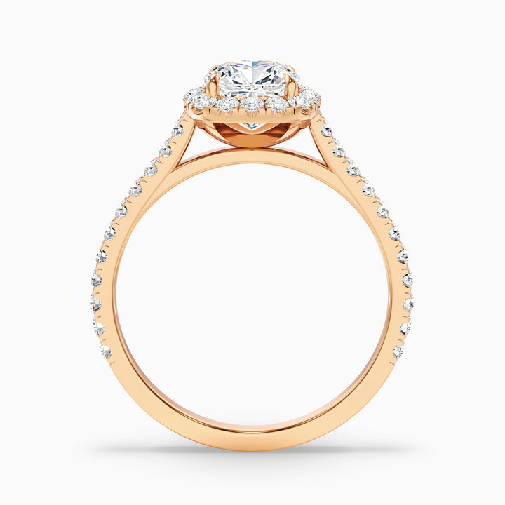 Isa 1 Carat Cushion Cut Halo Pave Lab Grown Engagement Ring in Platinum - Side View