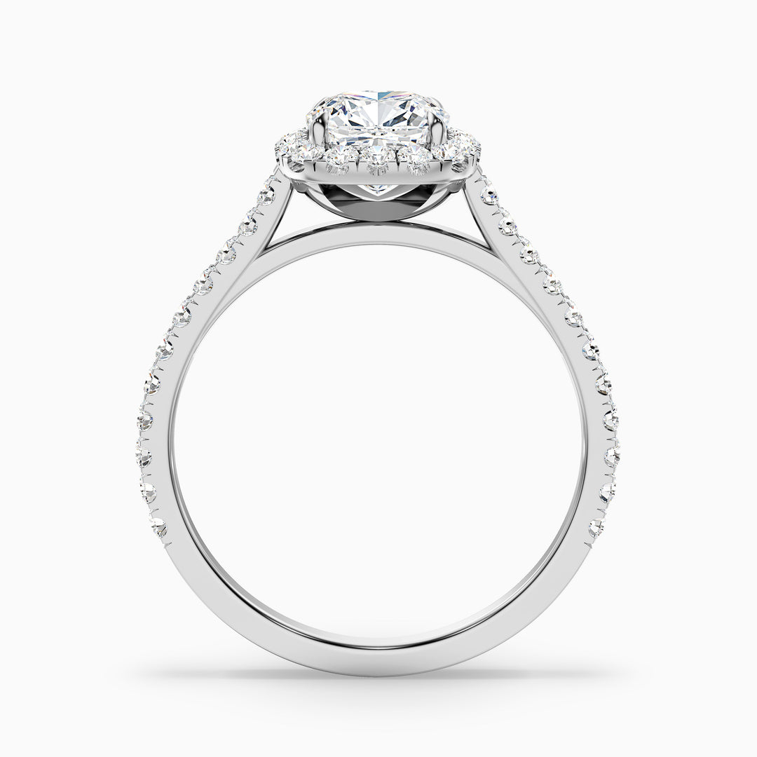 Jini 4.5 Carat Cushion Cut Halo Pave Moissanite Diamond Ring - Side View