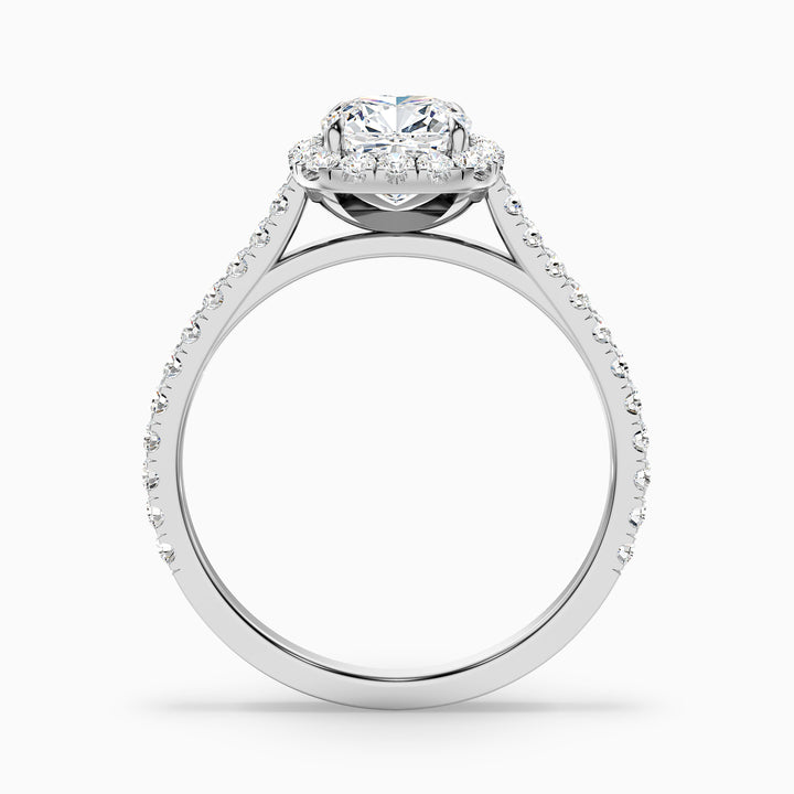 Isa 3.5 Carat Cushion Cut Halo Pave Lab Grown Engagement Ring in 10k Rose Gold - Side View