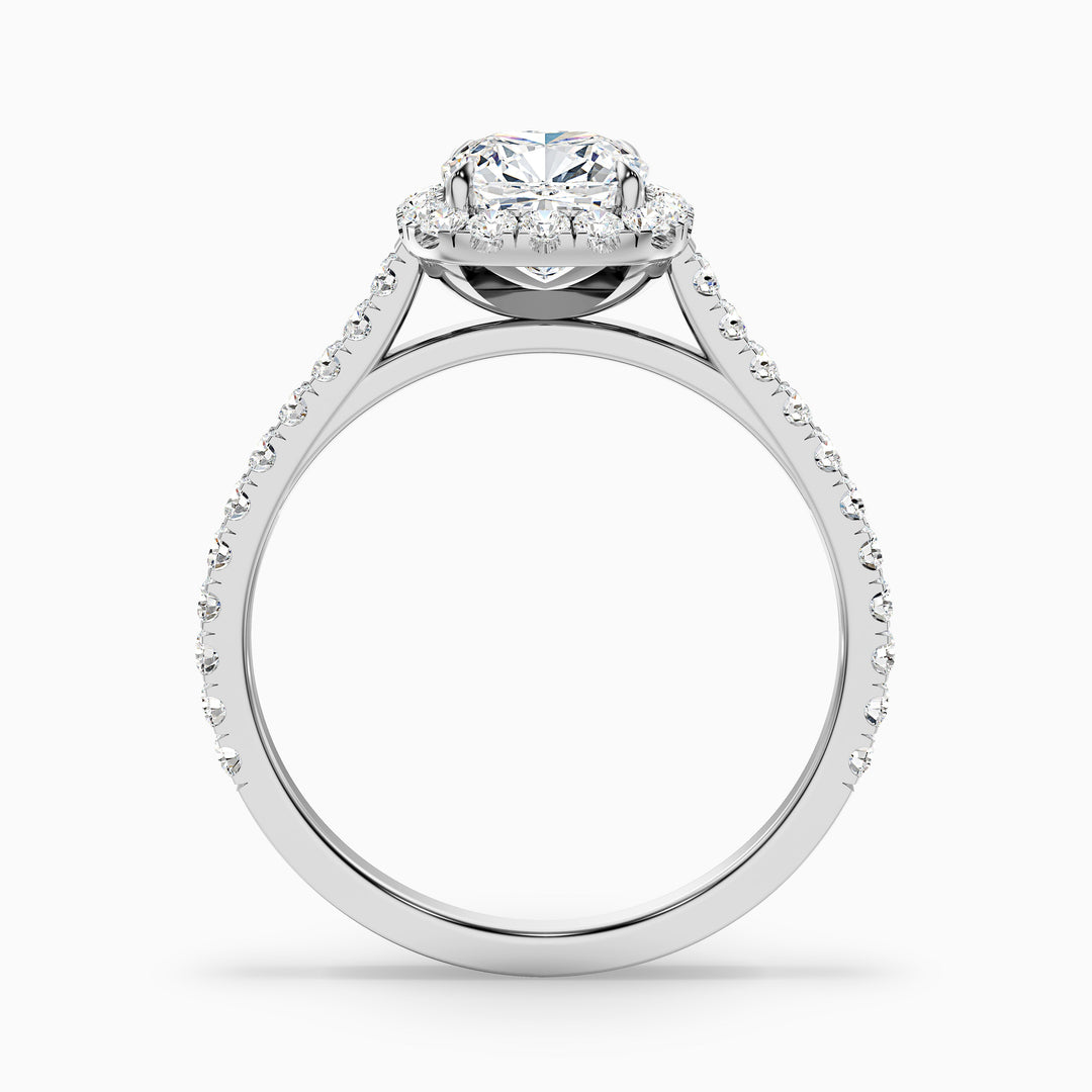 Isa 1 Carat Cushion Cut Halo Pave Lab Grown Engagement Ring in Platinum - Side View