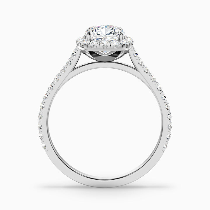 Isa 4.5 Carat Cushion Cut Halo Pave Lab Grown Engagement Ring in Platinum - Side View